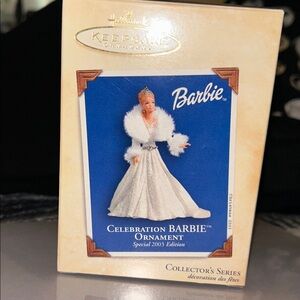 Barbie White Gown with Fur Trim and Gold Accents